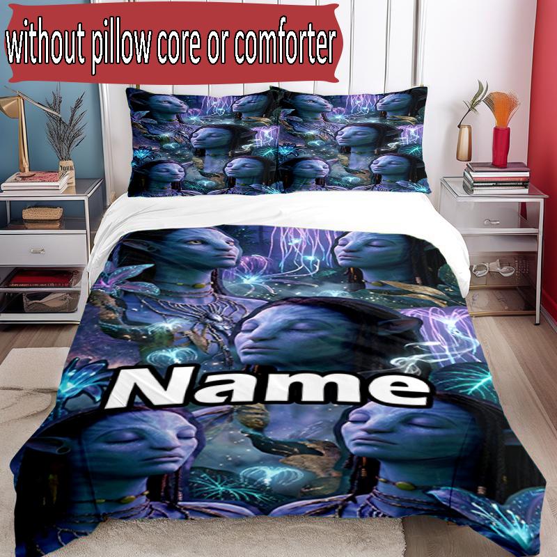 3pcs Duvet Cover Set (1*Duvet Cover + 2*Pillowcase, Without Core), Custom Name Avatar Pattern Bedding Set, Home Bedroom Decor Gift