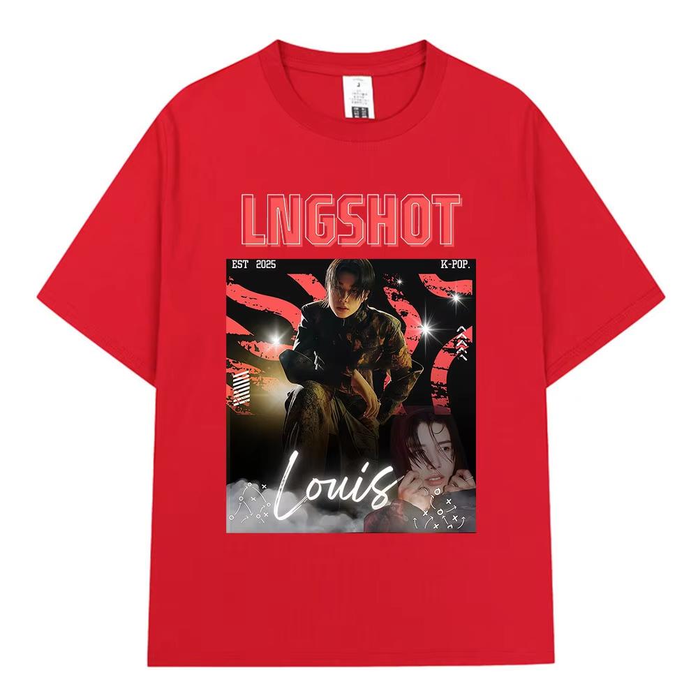 Korean Kpop Hip Hop Group Lngshot LOUIS Graphic T Shirt Unisex Women Clothing Fashion Short Sleeve Pure Cotton Casual Tshirts