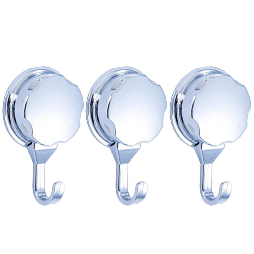 Powerful Durable Hook Chrome-plated with Vacuum Suction Cup for Kitchen and Bathroom 1Pcs /3 Pcs