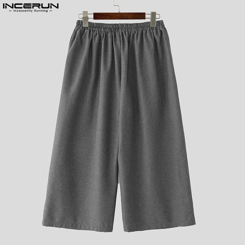 INCERUN Męskie Elastyczne w Pasie Casualowe Luźne Długie Workowate Spodnie