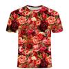 3D Floral Print Quick-Dry Short Sleeve T-Shirt Men Loose Fit Round Neck Casual Tee Lightweight Breathable Top