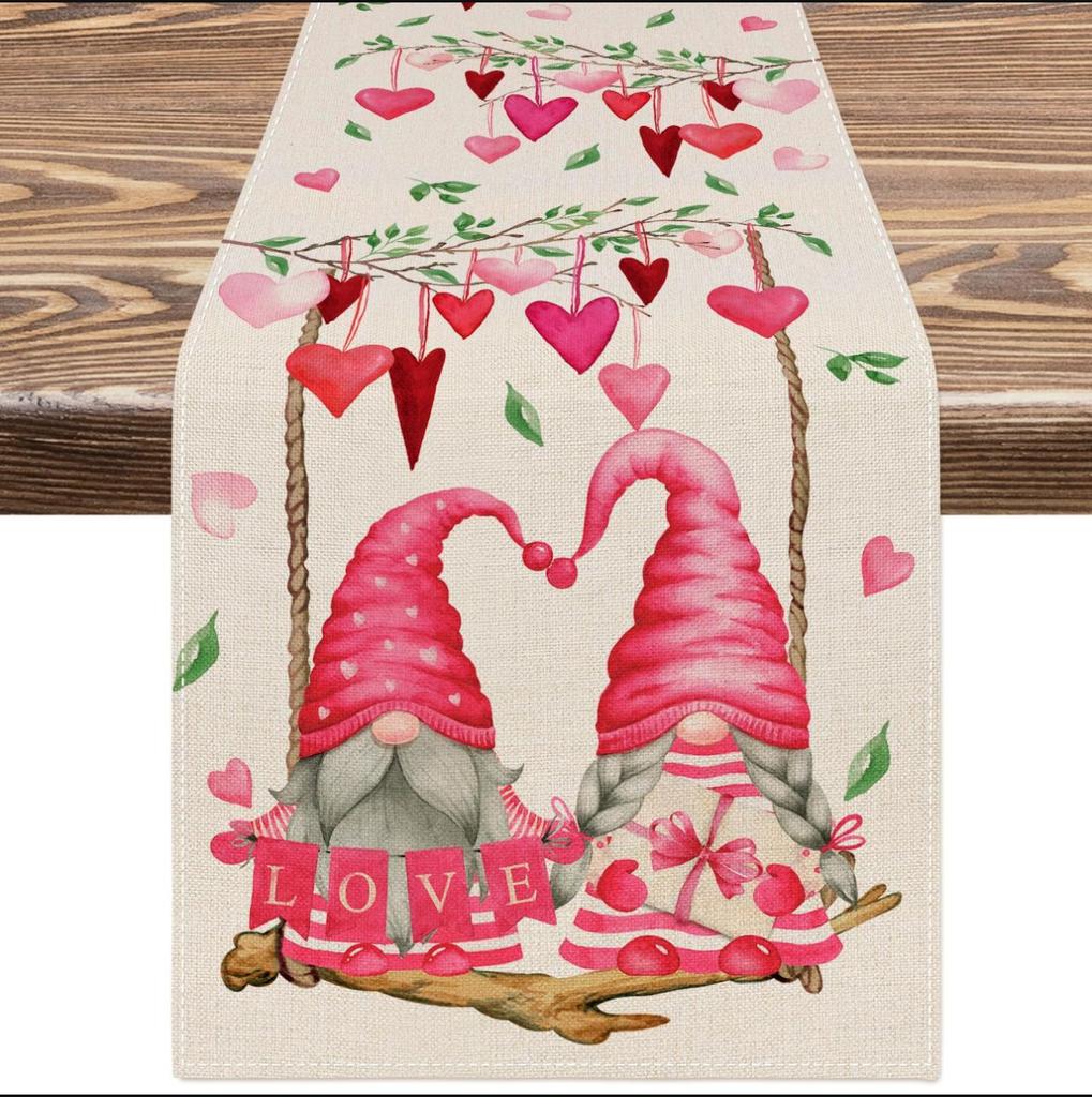 Valentine'S Day Table Flag Red Love Plaid Home Holiday Decoration Table Flag Tablecloth