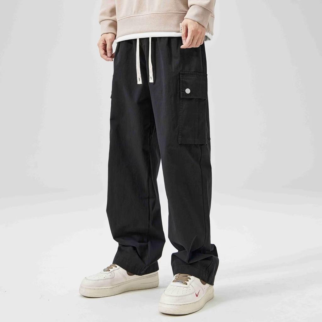 Overalls men's autumn new ins trendy brand cotton loose casual pants multi-pocket ruffian handsome straight trousers