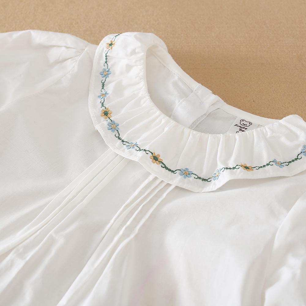 Girls' Cotton Long Sleeve Top Ages 2-6 Lovely Ruffle Collar Casual Style Children's Clothes