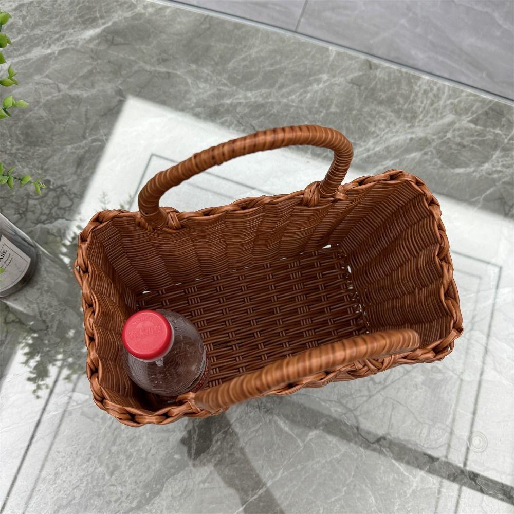Plastic Storage Basket Square Woven Handbag Creative Hanging Baskets  Flower
