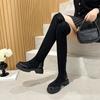 Women's Over-the-Knee Boots Slip-on Fleece-lined High-top Elastic Boot Women Plus Size Non-Slip Riding Boots Female