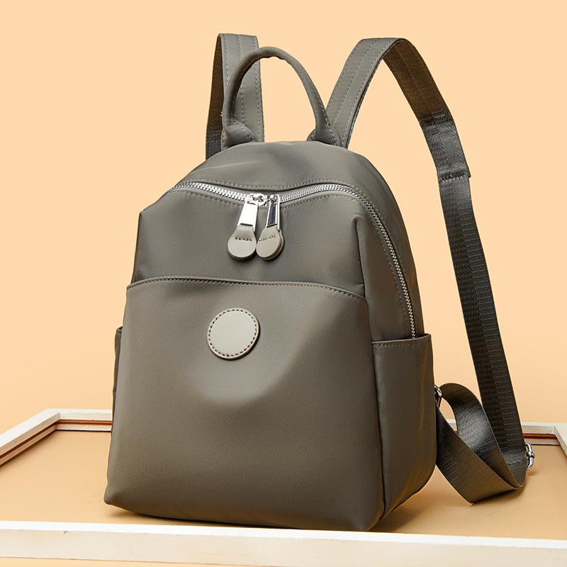 Spring Women's Fashionable Nylon Waterproof Travel and Commuting Small Backpack Simple Canvas Schoolbag