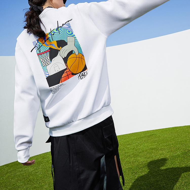 Anta Casual Round Neck Long Sleeve Sweatshirt Men Tops Pure-White 152311730-1