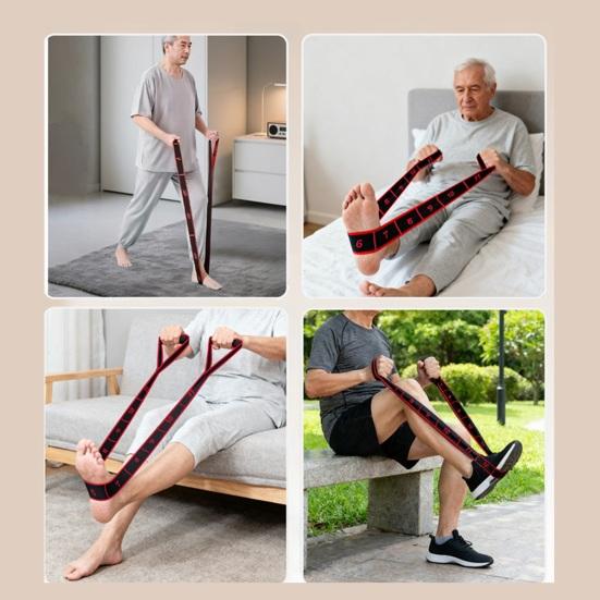 Sangle d'étirement de yoga avec 12 boucles pour étirer les pieds et les mollets, pour hommes et femmes, pour l'entraînement à domicile, la physiothérapie et la résistance.