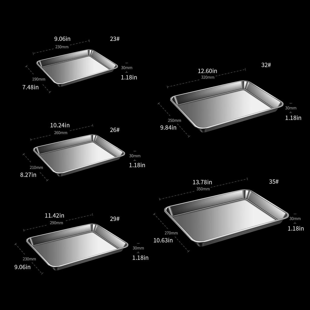 Rustproof Baking Pan For Pastries Household Stainless Steel Barbecue Dish Thickened Rectangular Flat Bottom Tray