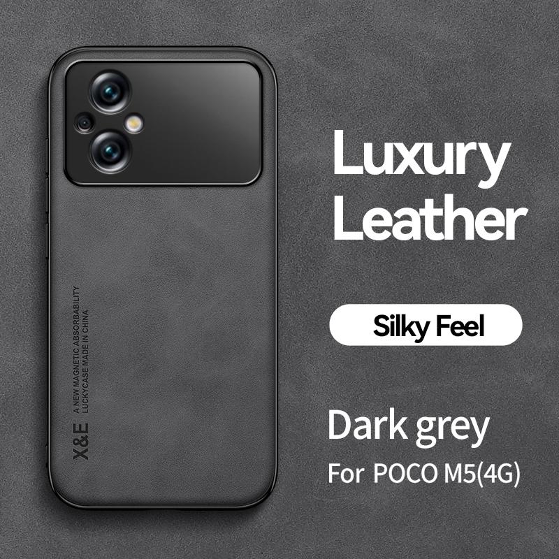 For Poco M5 Case Leather Sheepskin Texture Back Cover Soft Frame Shockproof Phone Case for Xiaomi Poco M5 4G