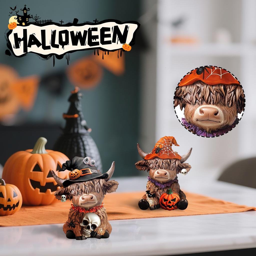 Kuh Figur Halloween Kürbisse Spinne  Kuh, Halloween Geschenke, Heim Garten Küche Arbeit Etagentisch Dekoration