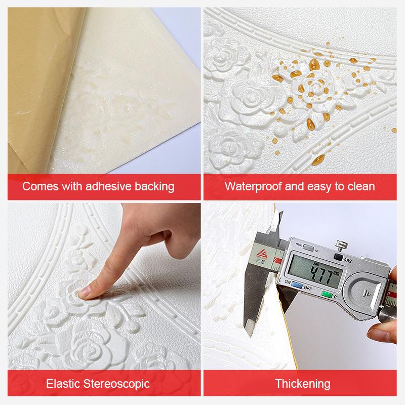 50PCs Foam Wall Paper Home Decor Self-adhesive Waterproof 3D Wall Sticker DIY Wallpaper Bricks Bedroom 35x35cm