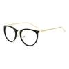 Optical Goggles Plano Glasses Frame for Women and Men Round Oversized Cat Eye Eyeglasses Retro Frames Metal Clear Lenses Eyewear