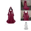 Vintage Solid Color Girdle Hooded Dress Perfect For Halloween!