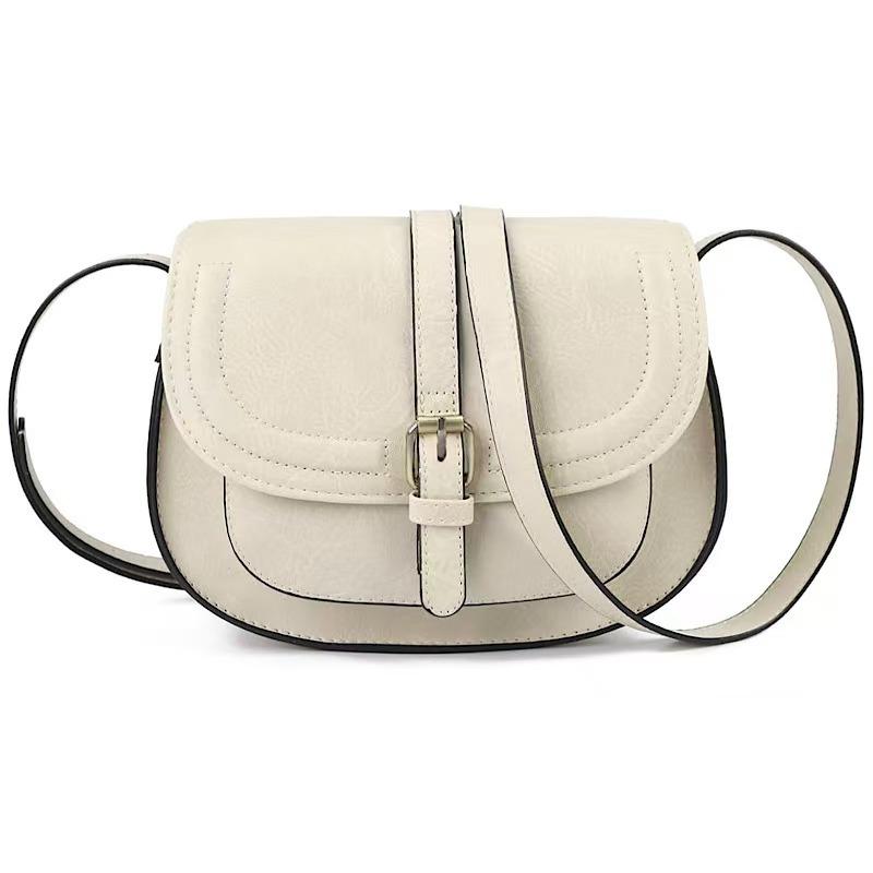 Hot-selling Hong Kong Style Retro Saddle Bag Women's Shoulder Messenger Bag European and American Versatile Women's Semi-round Bag Women