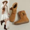 Retro Flat-bottomed Short Boots Women's 2025 New Autumn Lazy Wind Boots Maillard Slim Versatile Pile Boots