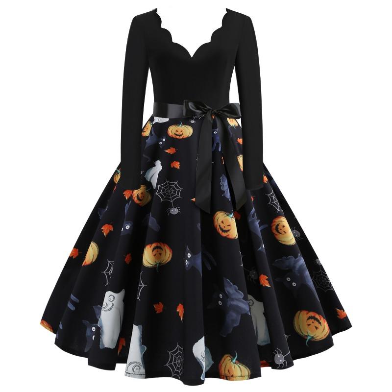 BITCED Fashion Spring Autumn Long Sleeve V-Neck Casual Dresses