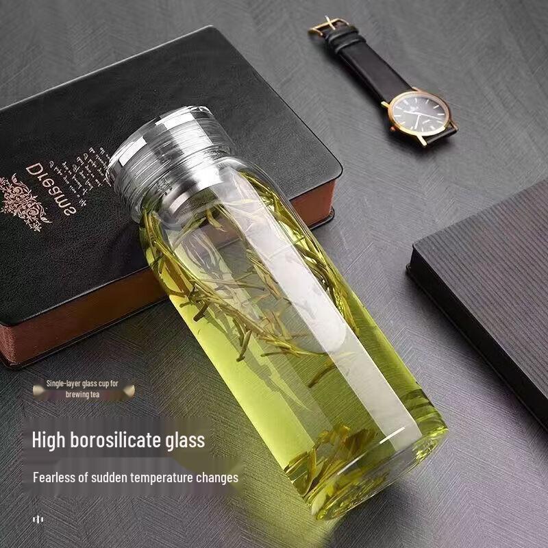 OLOEY Heat-Resistant Glass Tumbler with Leather Sleeve