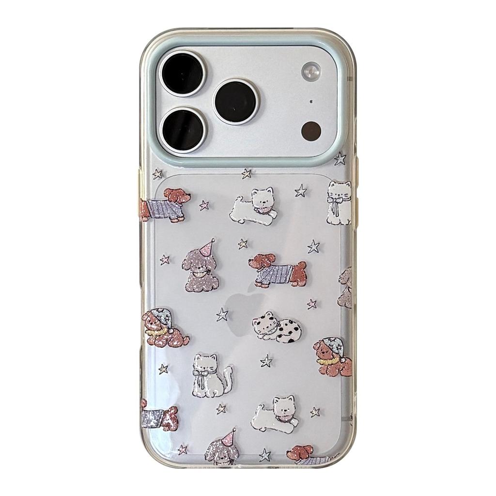 Cartoon Glitter Puppy Phone Case for iPhone 16, iPhone 17, and iPhone 17 Pro Max
