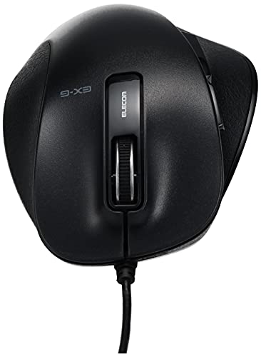 ELECOM USB Mouse, Wired, Large, 5 Buttons (with Back and Forward Buttons), Blue LED, Perfect Grip, Black, M-XGL10UBBK