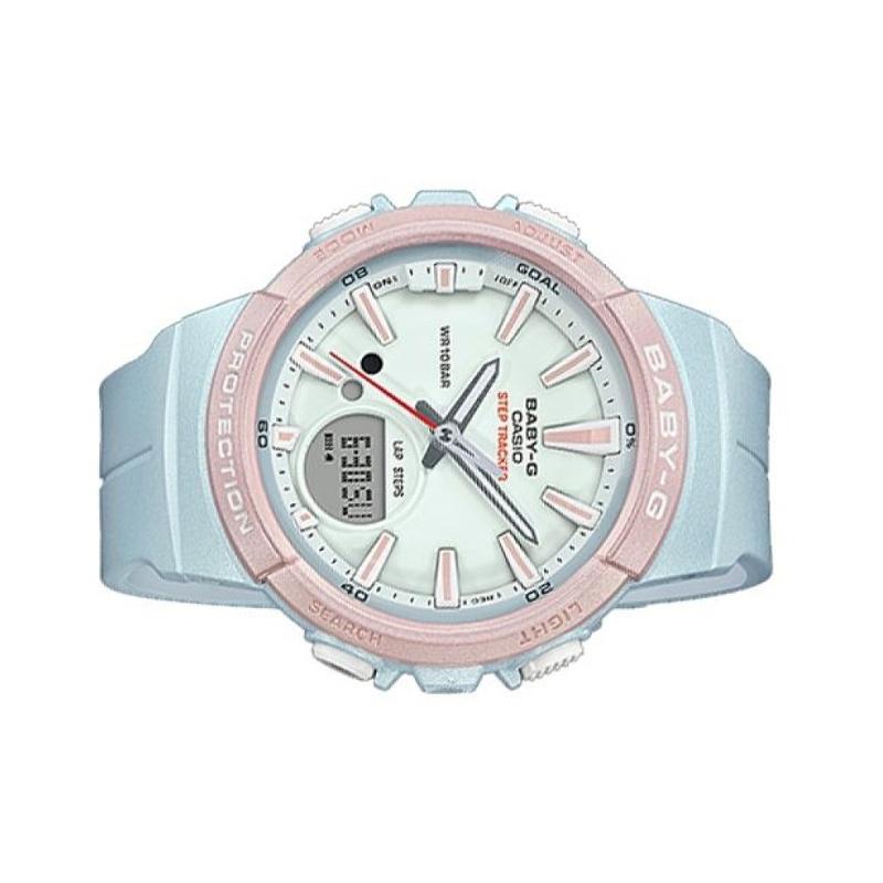 Casio BABY-G series fashion trend contrast color street classic pointer dual display sports waterproof quartz movement Japanese and BGS-100SC-2A