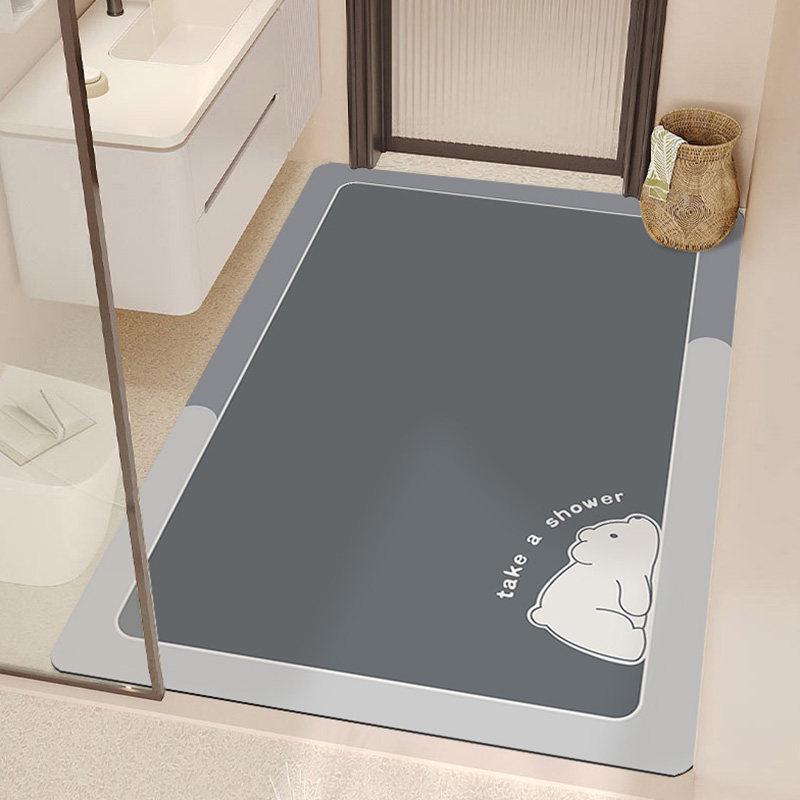Tapete de Banheiro Absorvente Antiderrapante de Lama Diatomácea Nórdica - Design de Desenho Animado para Vaso Sanitário e Entrada.
