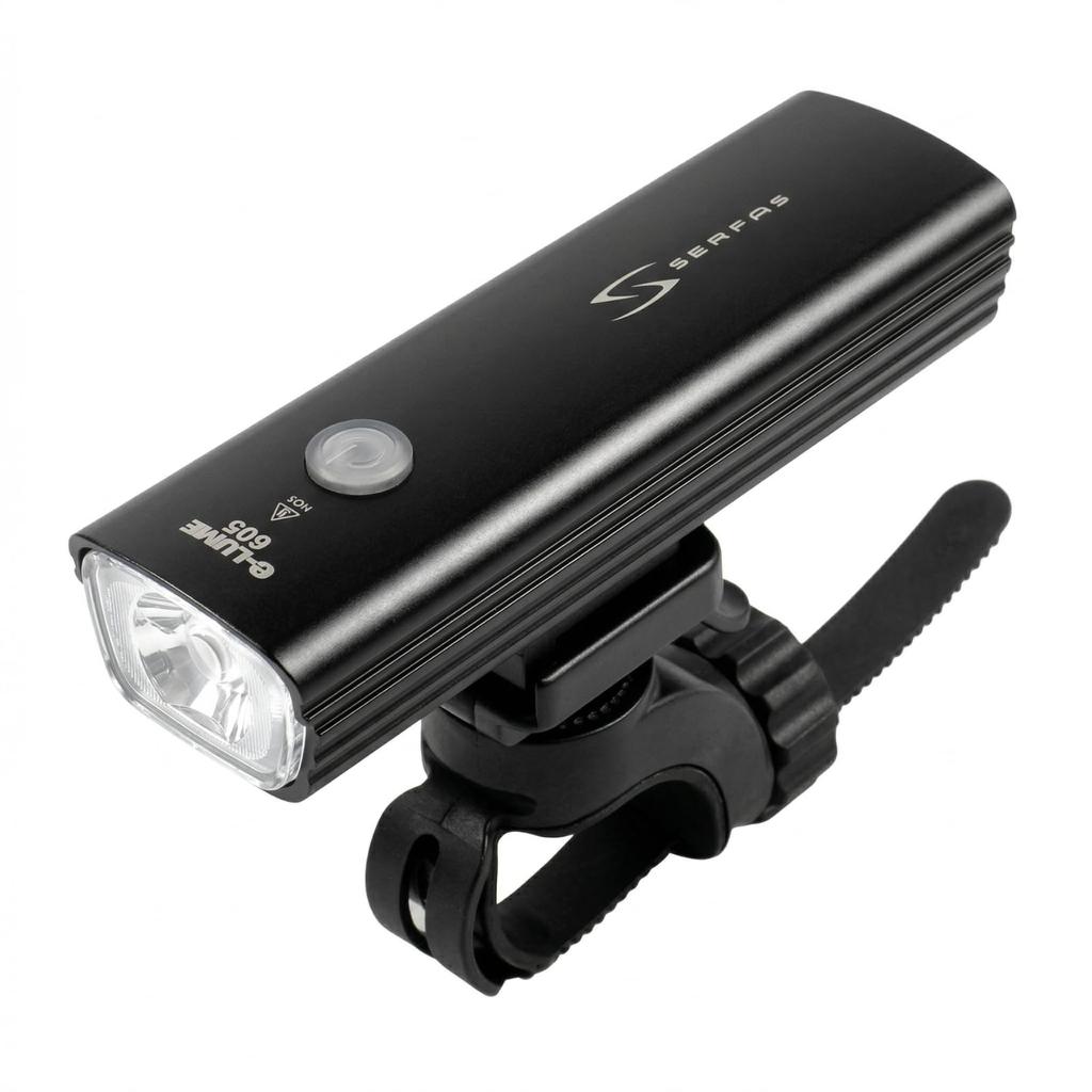 SERFAS LED Bicycle Headlight, Aluminum Body, USB-C Rechargeable, USL Plus-605 (605 Lumens)