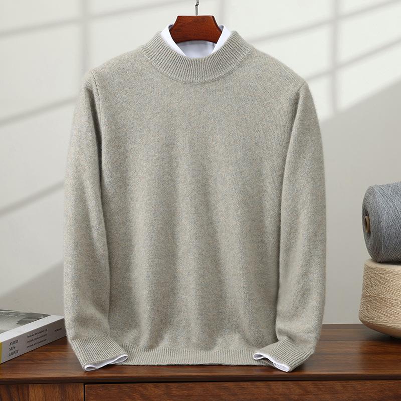 New cashmere sweater men's semi-turtleneck pullover thickened sweater loose and versatile solid color cashmere knitting