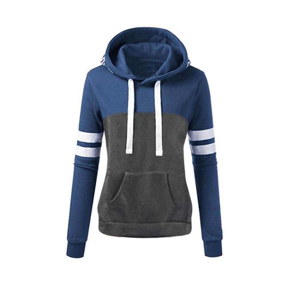 Womens Love Long Sleeve Splice Pullover Hoodies Sweatshirt Stitching Tops Blouse