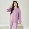 Fenteng Women's 100% Cotton Round Neck Long-Sleeved Home Suit Set