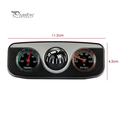 Car Vehicle Navigation Ball Compass Thermometer Hygrometer Interior Accessories