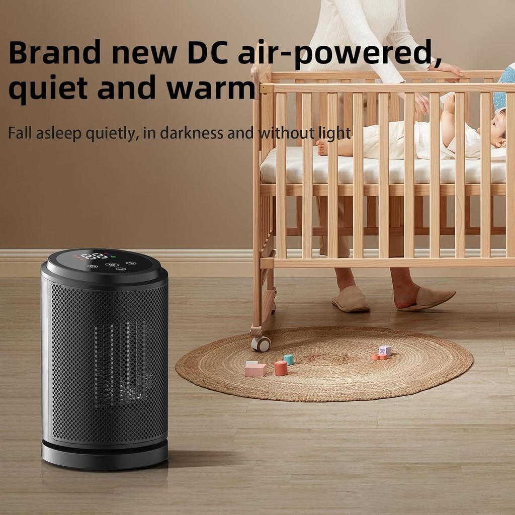 1500W Ceramic Space Heater with Thermostat, Remote, 12H Timer, 70° Oscillation - Portable Touchscreen Heater, Child Lock, Black