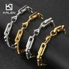 Trendy Stainless Steel Wheel Link Chain Bracelets for Men 8mm Wide Personalized Gold Color Accessories Biker Party Jewelry Gift