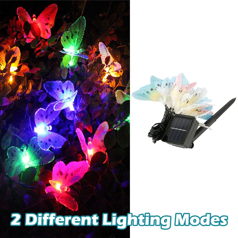 Solar String Lights 12 LED Color Butterfly Fairy Lights Waterproof 2 Modes Holiday Lights Outdoor Garden Yard Party Decoration