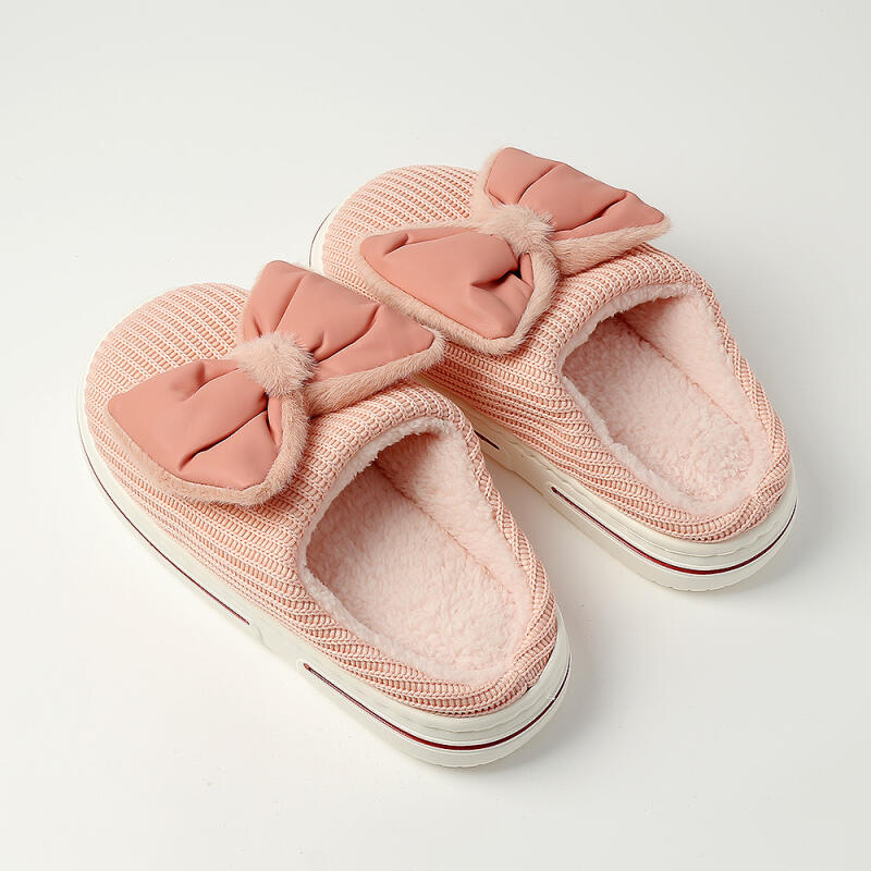 Cute Ribbon Winter Fur Slippers 235-240mm 3790₽