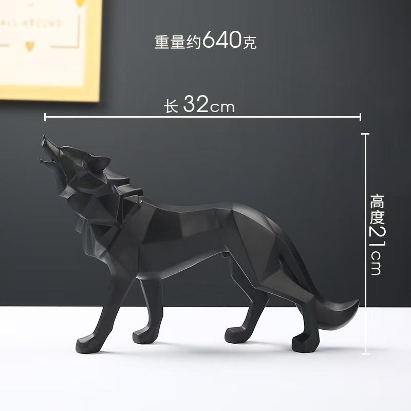 Modern Abstract Wolf Figurine - Geometric Animal Statue for Home or Office Resin Wolf Sculpture Handicraft