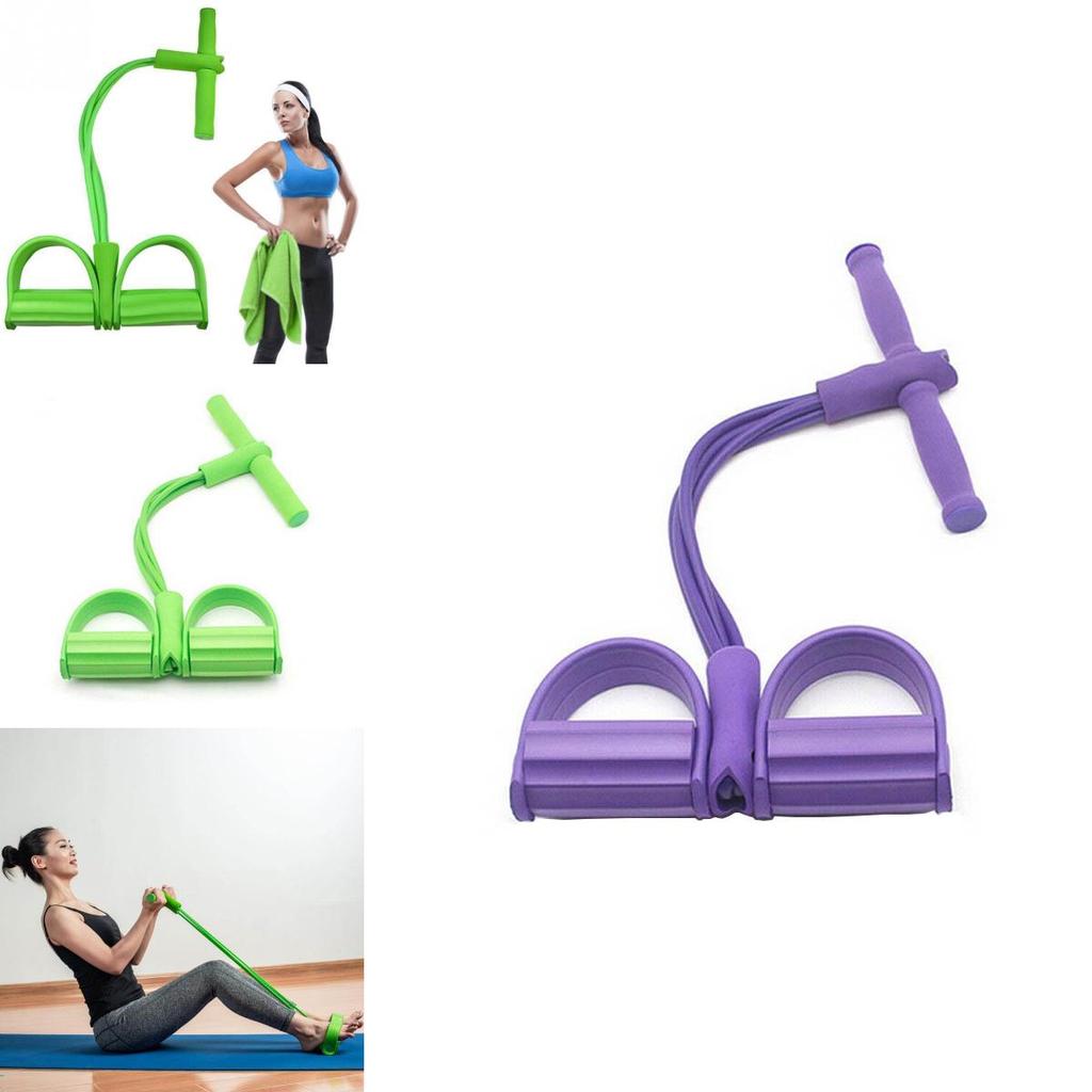 4 Gum Fitness Tube Resistance Bands Latex Pedal Exerciser Situp Pull Rope Bands