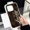 Custodia per Telefono Lusso Leopardata Portafortuna con Motivo in Pelle di Litchi Per iPhone 17 16e 16 15 14 13 12 11 Air Pro Max Plus X XR XSMax