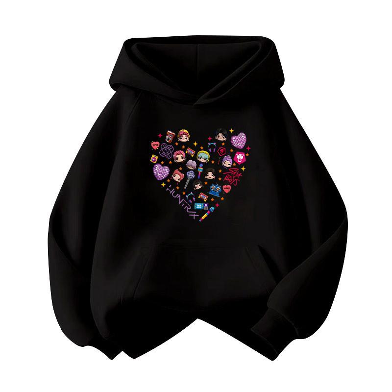 Kids Girls Sajaboys Kpop Rumi Zoey Mira Print Long Sleeves Hoodies
