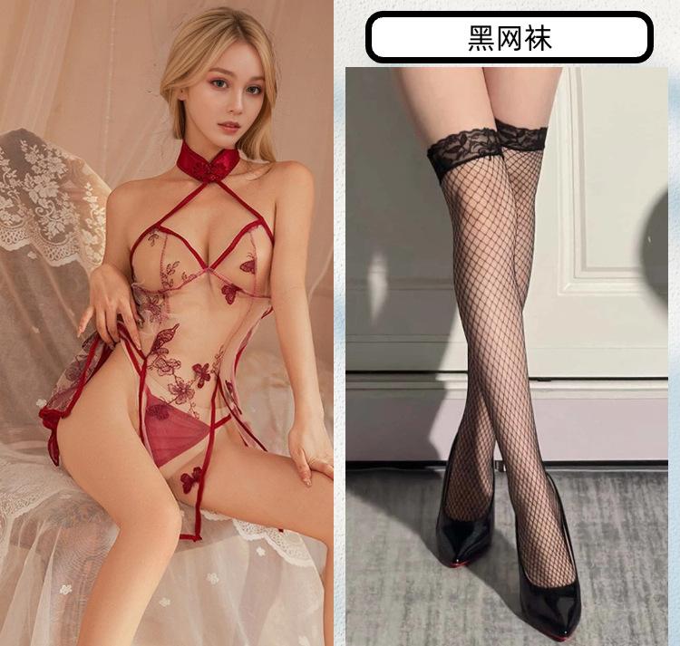 Sexy lingerie classical embroidery elegant cheongsam suit sexy hot passion perspective uniform seduction bed flirting