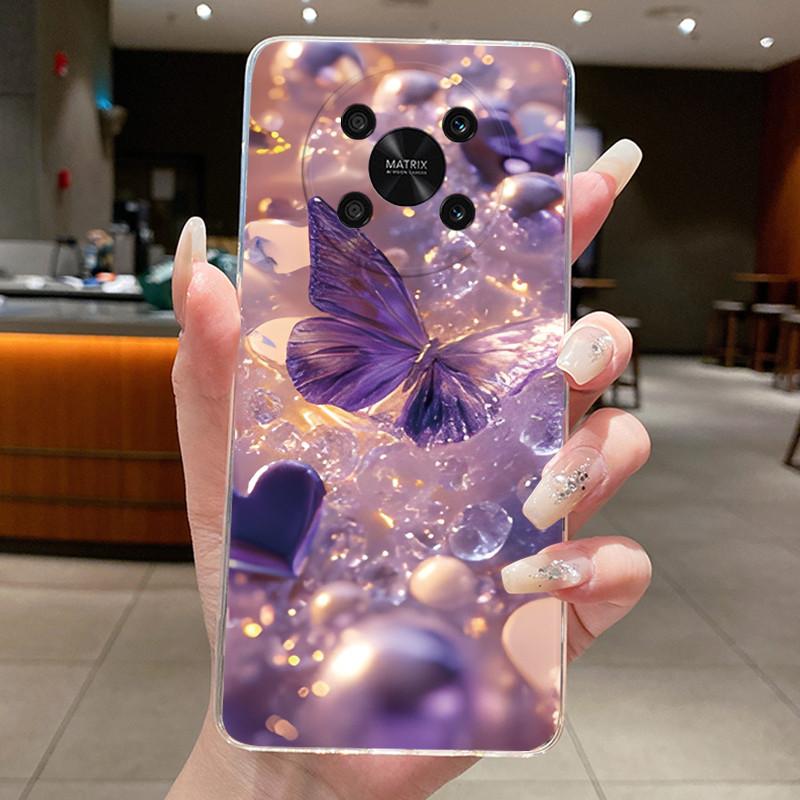For Honor X9 Case HonorX9 4G 5G Elegant Luxury Butterfly Flower Printing Soft Silicone Clear TPU Protective Cover Phone Cases