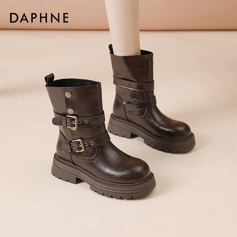 DAPHNE Women s Winter Buckle Strap Martin Boots 36