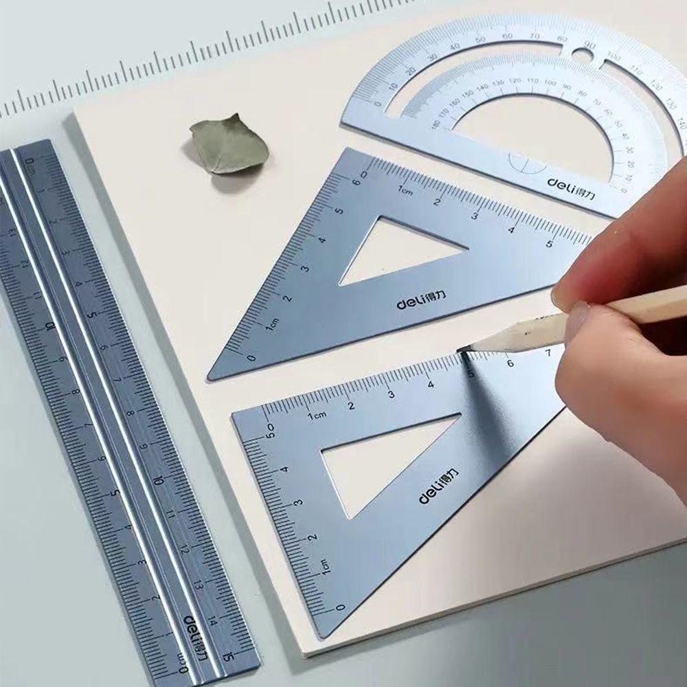 Ruler Drawing Geometry School Supplies Aluminium Ruler Set Examination Stationery Metal Rulers