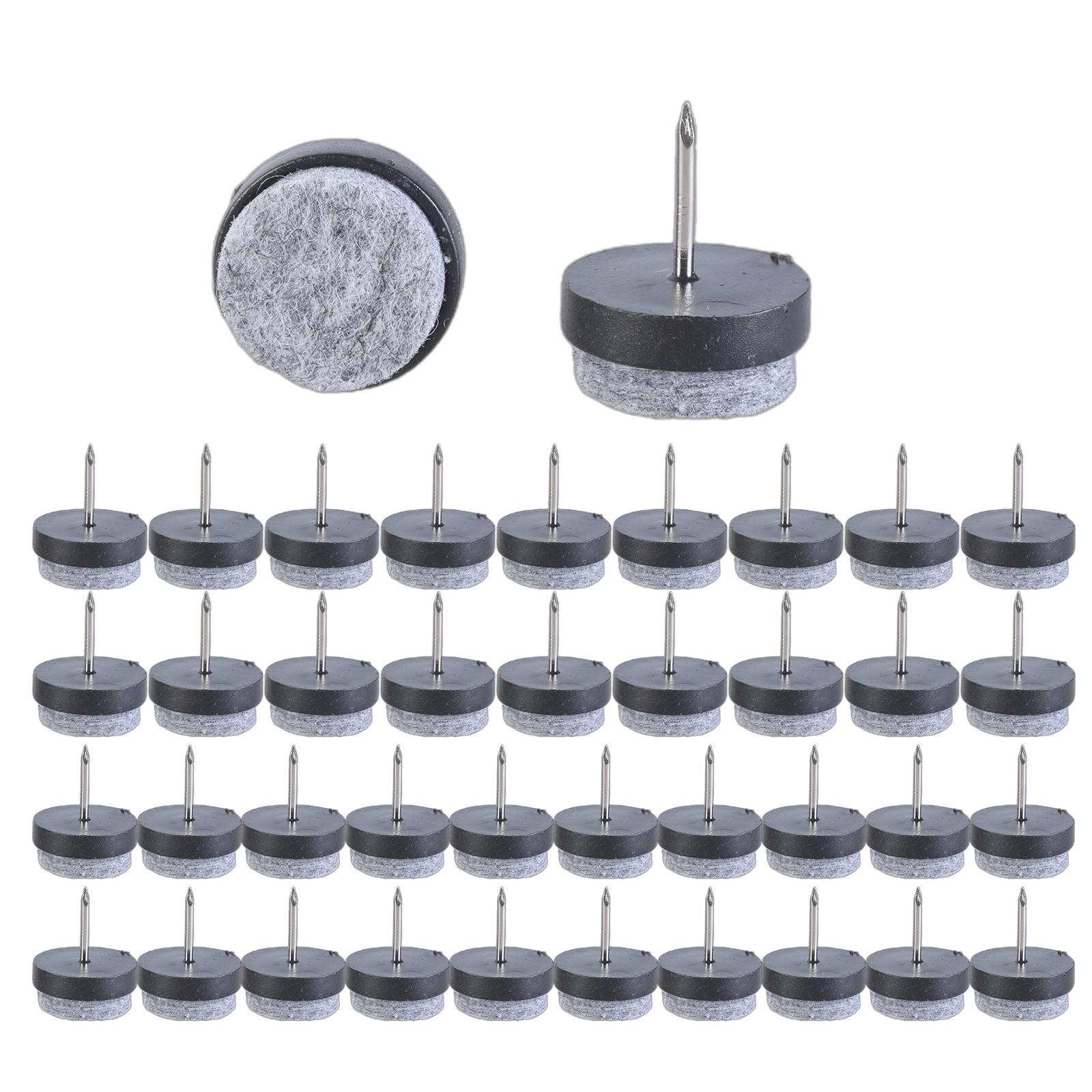 

50Pieces Practical Furniture Sturdy Felt Pad With Nails for Wood and Tile Floor Without Slip Designs 22mm Diameter чёрный