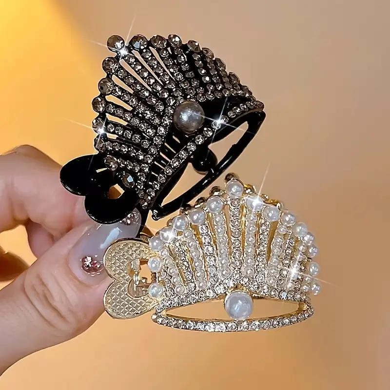 High-grade Crown Black High Ponytail Small Clip Headdress Female Summer Hairpin Back Head Anti-collapse Fixed Artifact Hairpin