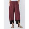 Einfarbig Patchwork Streifen Locker Lässig Gerades Bein Schlitz Kleine Füße Damen Hose
