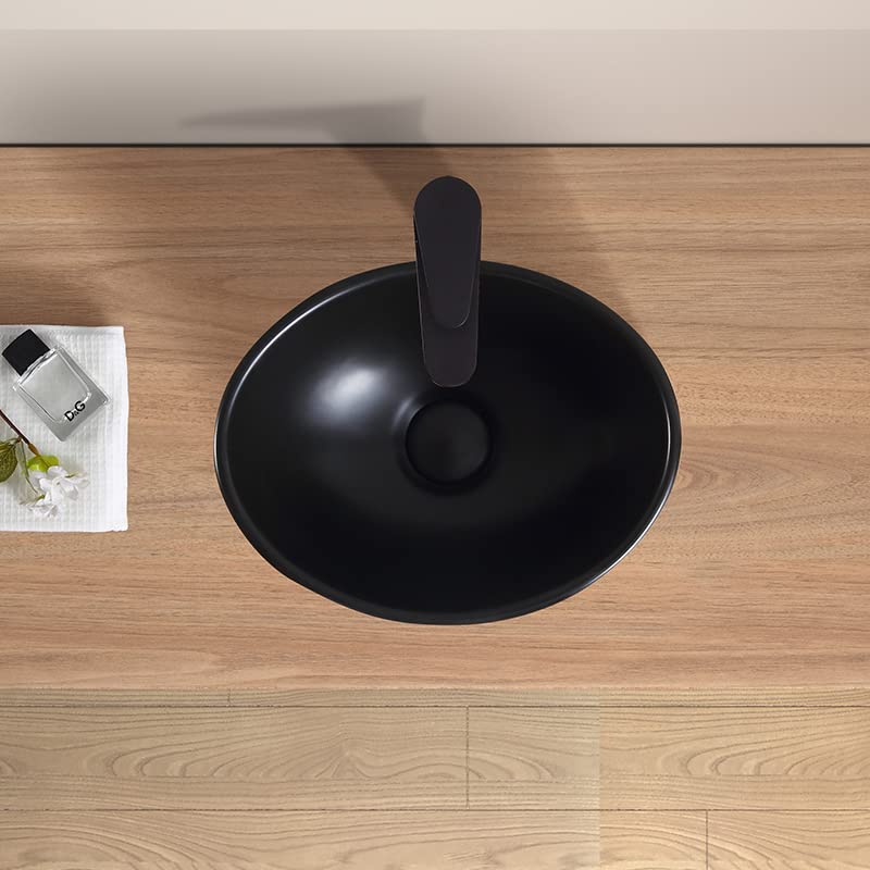 LUYI Oval Hand Washing Bowl Hand Wash Basin Washbowl Set 340x270x130mm Black