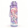 1PC Pink Hat Girl Snow Winter Scene Pattern 750ml Color Plastic Sports Water Bottle Leakproof Flip Straw Lid Suitable for Sports Office Home Use