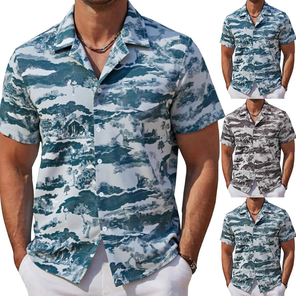 Men's Summer Casual Cuban Collar Short Sleeve Shirt